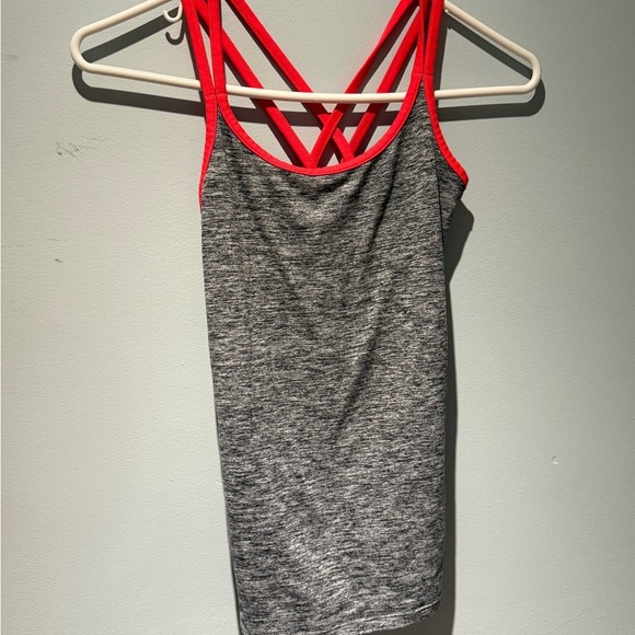 Aerie Gray Tank Top with Red Straps - Picture 1 of 5